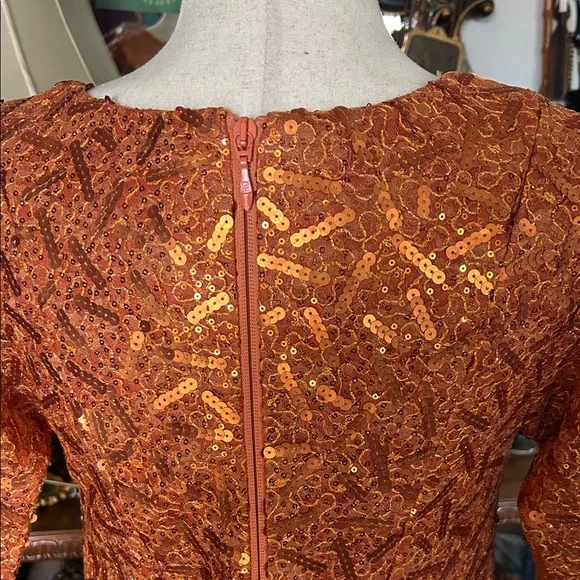 Vintage Orange Sequin Gown - Picture 7 of 16